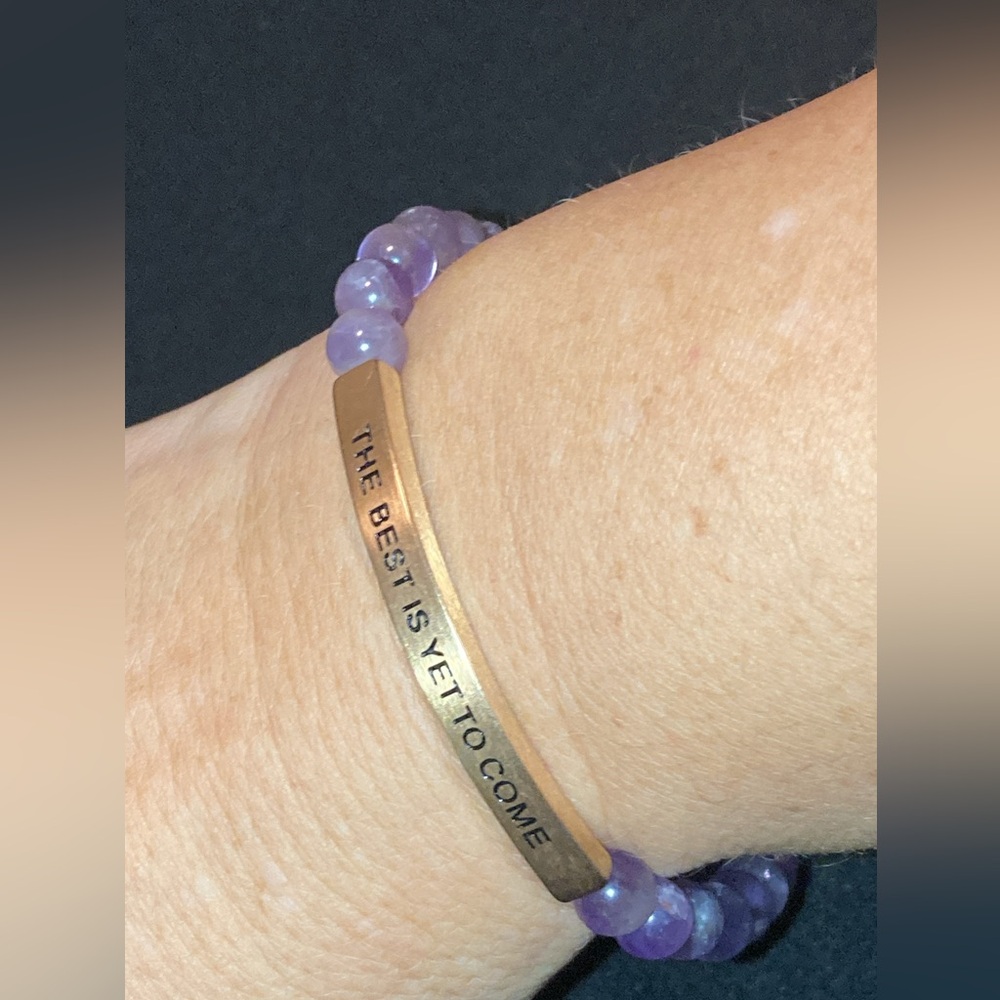 INSPIRATION CO. “THE BEST IS YET TO COME” BRACELET W/ ROSE GOLD TONE CHAIN - Picture 3 of 12